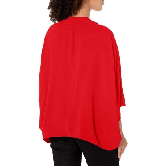 💕TRINA TURK💕 Draped High-Low Concourse Blouse ~ Reina Red Medium NWOT - Picture 2 of 11